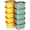 Cozary 10Pcs Contenitori Ermetici per Alimenti, 350ml Scatole Rettangolari in Plastica con Coperchio, Adatti per Frigorifero, Microonde e Lavastoviglie, per Scuola, Lavoro e Viaggi (5 Gialli+5 Verdi)
