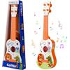 JurciCat 42cm Chitarra per Bambini Con 4 Corde Regolabili Ukulele Giocattolo per Principianti Ragazzi Ragazze (Il Leone)