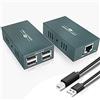 GREATHTEK USB Estendere su Ethernet Cat 5e/6/7 - Trasmissione LAN Rj45 50m/165ft Supporto Windows/MacOS/Linux