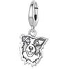 Kerraom Charm Bracciale con ciondolo a forma di cane, per bracciale e collana, in argento 925, con chiusura a clip, per donne, cuccioli, gioielli di compleanno, Argento
