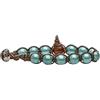 Generico Bracciale Tamashii Originale Tibetano BHS900-215 in Giada Verde Lago Naturale, Gioiello Unisex con Calabash in Legno e Bottone in Metallo - Misura Regolabile, 1 Giro