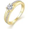 YL Anello Argento 925, Anello di Fidanzamento Solitario Donna (Oro, 12)