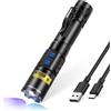DARKBEAM Torcia UV 365nm & 395nm Doppia Luce Nera, LED Potente Lampada di wood Ricaricabile USB Torce Ultraviolette Rilevatore di urina per gatto/cane, per minerali, vetro uranio, ambra, resina
