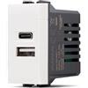 MAPAM DOPPIA PRESA CARICABATTERIA USB A E C 5V2,4A SERIE ART COMPATIBILE LIVING BIANCA MAPT1US-MAPART-F833BI