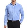 HISDERN Camicia Uomo Elegante Azzurro Camicie Blu da Uomo Manica Lunga di Cotone con Taschino Bottoni Regular Fit Formale Tinta Unita No Stiro L
