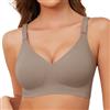 Lonya Donna Reggiseno Senza Ferretto Lovable Reggiseni Senza Cuciture Push Up Comodo Reggiseno Imbottito Zero Feel Cinghie Regolabili, Beige, XL
