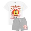 SPONGEBOB SQUAREPANTS Pigiama Uomo Krusty Krab Burger Character T-Shirt Bianca Pantaloncini Grigi Pjs | Merchandising di spettacoli televisivi