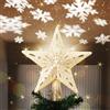 BAKAJI Puntale Proiettore LED per Albero di Natale Forma Stella Gold Gioco di Luce