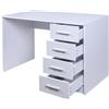 BAKAJI Scrivania con Cassettiera 4 Cassetti Tavolo Porta Pc Computer Legno Bianco