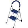 BAKAJI Scala Scaletta Pieghevole 2 Gradini Antiscivolo Sgabello Scaletto Acciaio Blu