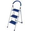 BAKAJI Scala Scaletta Pieghevole 3 Gradini Antiscivolo Sgabello Scaletto Acciaio Blu