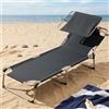 BAKAJI Lettino Prendisole da Spiaggia Pieghevole Schienale Reclinabile Parasole Grigio