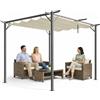 BAKAJI Pergola Gazebo Retrattile da Giardino 3x3 Metri Beige Anti UV e Impermeabile