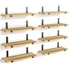 BAKAJI Set 8 Mensole da Parete in Legno Rovere Staffe Nero Scaffalatura da Muro 40x15cm