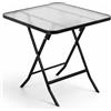 BAKAJI Tavolino Pieghevole Quadrato con Struttura Nera Tavolo Piano in Vetro 60x60x71cm