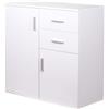 BAKAJI Mobile Madia con Cassetti Ante 2 Ripiani Bianco Mobiletto Credenza Cucina Bagno