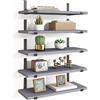 BAKAJI Set 5 Mensole da Parete Grigio Scaffali da Muro con Staffe in Metallo 40x12 cm