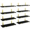 BAKAJI Set 8 Mensole da Parete in Legno Nero e Staffe Oro Scaffalatura da Muro 40x15cm
