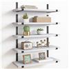 BAKAJI Set 5 Mensole da Parete Bianco Scaffali da Muro con Staffe in Metallo 40x12 cm
