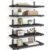 BAKAJI Set 5 Mensole da Parete Nero Scaffali da Muro con Staffe in Metallo 40x12 cm