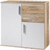 BAKAJI Mobile Madia con Cassetti Ante 2 Ripiani Mobiletto Credenza Cucina Bagno Moderna