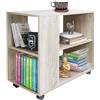BAKAJI Tavolino Divano Libreria Design Moderno 2 Ripiani con Ruote 70x35x61 Casa Beige