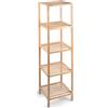 ALPINA Scaffale a Colonna da Bagno 5 Ripiani Legno Bambù Armadio Organizer 32x33x141cm