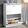 BAKAJI Scarpiera 2 Ante Ripiani Doppia Profondita in Melamina 60x24x83cm Colore Bianco