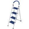 BAKAJI Scala Scaletta Pieghevole 4 Gradini Antiscivolo Sgabello Scaletto Acciaio Blu