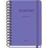 Dohe - Agenda scolastica 2025 2026 - settimanale, formato A5 (15 x 21 cm), spagnolo e inglese, chiusura a spirale doppia ed elastica, copertina rigida, 4 pagine di adesivi - colori vivaci viola