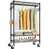 VIPEK X1 Plus - Appendiabiti portatile per appendere i vestiti, 3 ripiani, autoportante, con ruote, asta per appenderlo, gancio laterale, resistente, per lavanderia, nero
