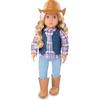 OG DOLLS Our Generation - Ashleigh - Bambola cowgirl da 46 cm - Occhi grigi realistici e capelli biondi ondulati - Gioco di finzione per bambini dai 3 anni in su