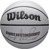 Wilson Pallone da Basket NBA Player Icon UV, Design Antetokounmpo, Con Schermatura Uv e Texture Pure Feel, Offre Un Rivestimento Con Presa Sicura e Un Rimbalzo Affidabile, Colore: Grigio, Taglia: 7.