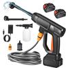 Contraxump Rondella ad alta pressione a batteria, pistola portatile ad acqua 6 in 1 con ugello regolabile, tubo 5 m, 2 idrojet 4000 mAh per la pulizia di auto, pavimenti, prati