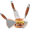 Gimars Set di 3 Spatole Professionali per Barbecue,Palette e Raschietto in Acciaio Inossidabile per Piastra Plancha,Accessori Teppanyaki Smash Burger Kit,Utensili per Griglia Barbecue Pizza