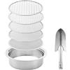 YOFAPA Riddle Sieve Set con 5 misure Interchangeable Meshes, Garden Potting Sieves with Handy Blade, Stainless Steel Planting Soil Sifters Strains 1/3/6/9/12mm