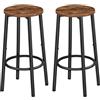 HOOBRO Set di 2 Sgabelli da Bar, Sgabelli da Pranzo con Poggiapiedi, in Stile Industriale, Struttura in Metallo Resistente, per Pranzo, Cucina, Bar, Montaggio Facile, Marrone Vintage e Nero EBF03BY01