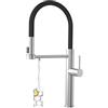 Tohlar - Rubinetto da cucina a 3 vie, girevole a 360°, miscelatore 3 in 1 per filtro dell'acqua, rubinetto mono-comando per acqua potabile con doccetta estraibile, in acciaio inox spazzolato