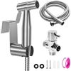 Thalire Set Doccetta per Bidet, Idroscopino per WC con Tubo Flessibile da 1,5m, Supporto & Adattatore, Facile da Installare (Argento)