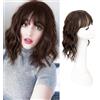 TOEECY Topper Capelli Veri Donna Ondulato Extension Capelli Naturali Frangetta Capelli Veri Clip Per Look Elegante e Quotidiano (Rosso lampone)