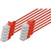 DIGITUS Cavo LAN Cat 6 - 2,0 m - 1 Gbit/s - 10 pezzi - U-UTP non schermato - Slim AWG 32/7 - PoE+ - LSZH - 250 MHz - RJ45 cavo di rete - rosso
