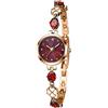 TIME100 Orologio Donna Analogico al Quarzo con Bracciale in Rame Intarsiato con Pietre Preziosecon Verde Orologio Elegante Impermeabile(Rosso)