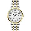 SHENGKE SINOBI Attività classica Orologi da uomo Numeri arabi Easy Reader Orologi da polso per uomo con calendario Data Resistente all'acqua (Silver-Gold-Steel Band)