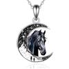 Wasee Collana con ciondolo a forma di gatto, tartaruga, volpe, in argento Sterling 925, con luna crescente, da donna, regalo gotico di Natale per lei, Argento sterling, Non pietra preziosa