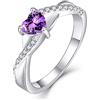 YL Anello di Fidanzamento Cuore Argento 925 con Febbraio Pietra Portafortuna Ametista Anello Solitario Infinito anello Nuziale per Donna Sposa(Taglia 20)