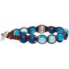 Generico Bracciale Tamashii Originale Tibetano BHS1100-141 con Agata Blu Striata e Ruota della Preghiera in Argento 925 - Unisex, Regolabile, Gioiello per Comunicazione e Serenità