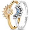 Ahokei Anelli Sole e Luna Set Anelli Donna Argento 925 Anello Sole e Luna Anello Donna Regolabili Regali Donna Regalo Donna Regalo Amica
