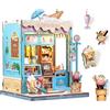 Fsolis Book Nook Kit - Case delle bambole con illuminazione a LED per mondi unici ragazzi e ragazze - Oggetto Decorativo per la Casa e l'Ufficio(Bella's Ice Cream)