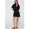 Tezenis Shorts In Tela Viscosa Garzata Donna Nero