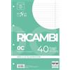 Pigna - Confezione 40 Ricambi A4,fogli con buchi senza rinforzo,0C